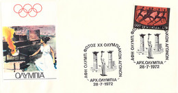 Greece Torch Relay Cover 1972 München Olympic Games - Olympia (TS3-40) - Summer 1972: Munich