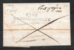 LAC 1817 AUDE CASTELNAUDARY Marque Postale P.10.P PORT PAYE Lettre POUR TOULOUSE Haute Garonne P10P - 1801-1848: Voorlopers XIX