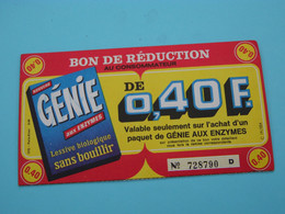 " Génie " Bon De Réduction 0,40 F. - N° 728790 D ( IVO Paris-Evian 8-68 / Colgate Palmolive / AFP Bates ) ( Voir Scan ) - Advertising