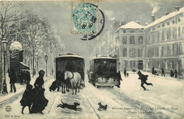 Nancy * Le Cours Léopold En Hiver * D'après Léon Voirin , 1886 * Artistes Lorrains , Illustration * Tramway Tram Omnibus - Nancy