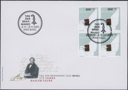 Suisse - 2020 - Tag Der Briefmarke • Basel - Viererblock - Brief U4 - Sonderstempel - Brieven En Documenten