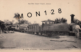 COTE D'IVOIRE - ABIDJAN - JEAN ROSE IMPORT EXPORT - UN TRAIN DE BILLES (BOIS-LOCOMOTIVE VAPEUR) - Côte-d'Ivoire