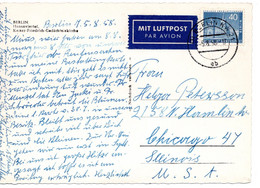 55933 - Berlin - 1958 - 40Pfg. Bauten EF A. LpAnsKte. BERLIN -> Chicago, IL (USA) - Storia Postale