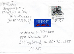 55935 - Bund - 1995 - 400Pfg. Heinrich Der Loewe EF A. LpBf. GARMISCH-PARTENKIRCHEN -> Bolingbrook, IL (USA) - Storia Postale