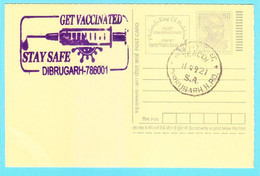 India 2021 NEW *** Postcard Corona Warrior COVID-19 Vaccination Virus Mask Coronavirus (**) - Lettres & Documents