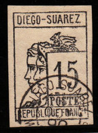 DIEGO SUAREZ - N°   8 - 15c - EMISSION PROVISOIRE DE 1890. - Usados