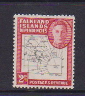 FALKLAND  ISLANDS   DEPENDENCIES    1946    King  George  V1   2d  Black  And  Red    MH - Isole Falkland