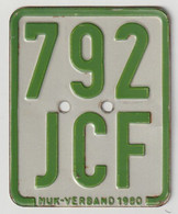 License Plate - Nummerplaat: Moped-bromfiets Plaatje 1980 Germany - Duitsland (D) - Plaques D'immatriculation