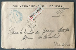 Sénégal Enveloppe GOUVERNEMENT DU SENEGAL (+ Cachet Bleu) De SAINT-LOUIS 1938 Pour Dakar - (A1061) - Brieven En Documenten