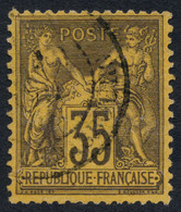 France N°93, Sage 35c Violet-noir Sur Jaune, Oblitéré - SUPERBE - COTE 50 € - 1876-1898 Sage (Type II)
