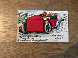 Calais * Carte à Système Ancienne Complète * Fermoir Métal Ancien * Voiture De Course Automobile Rouge Pilote - Calais