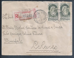 Carta Registada Das Cortês, Lisboa Para Mucifal, Colares Em 1945. Stamps Vasco Da Gama. Navegador. Raro Lacre Cruz Sousa - Covers & Documents