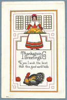 Cpa Gaufrée Embossed, THANKSGIVING GREETINGS - Dinde Turkey, Cuisinière, 1918 - Giorno Del Ringraziamento