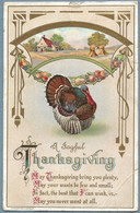 Cpa Gaufrée Embossed, A Joyful THANKSGIVING - Dinde Turkey, Paysage - Thanksgiving