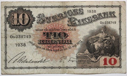 Suède - 10 Kronor - 1938 - PICK 34u - TB - Svezia