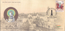 INDIA 2021 FDC, RAI  JAIMAL RATHORE< First Day Cover MUMBAI Cancellation. - Unused Stamps