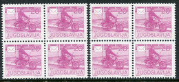 YUGOSLAVIA 1986 Postal Services Definitive 30 D. Both Perforations Blocks Of 4 MNH / **.  Michel 2151A,C - Neufs