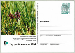 Deutschland 1994, Ganzsachenkarte Tag Der Briefmarke, Heideteiche, Knabenkraut / Dactylorhiza Majalis, Orchidee / Orchid - Orchidee