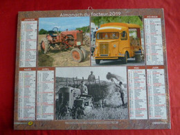 Calendrier Oberthur   2019 Almanach Tracteur Steyr  Fourgon Renault Citroen  Facteur Département Sarthe La Poste PTT - Grand Format : 2001-...