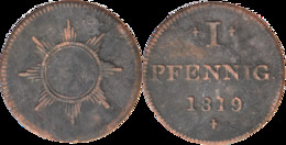 Allemagne - Ville Libre Impériale De Francfort - 1819 - 1 Pfennig - B086 - Taler Et Doppeltaler