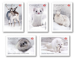 Qc. DIE CUT = FOX, CARIBOU DEER, ERMINE, HARE - RABBIT, LEMMING = ARCTIC MAMMALS = Set Of 5 From BOOKLET MNH Canada 2021 - Nuevos