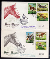 REPUBBLICA DI SAN MARINO 1966 SPORT EQUESTRI I CAVALLI SERIE COMPLETA SET FDC RODIA VIAGGIATA - FDC