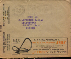 Lettre De Belgique, Bruxelles Cheques, Publicitaire Erres Aspirateur, Vitabel Pour La France, 1938  (bon Etat) - Otros