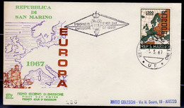 REPUBBLICA DI SAN MARINO 1967 EUROPA CEPT UNITA FDC VIAGGIATA - FDC