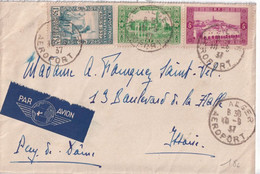 ALGERIE - 1937 - ENVELOPPE HOTEL ALETTI (VOIR DOS) De ALGER AEROPORT ! => ISSOIRE - MECA AVION POSTE AERIENNE LYON - Covers & Documents