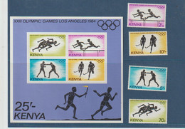 TIMBRES  DIVERS  +  BLOC N° 22  Du  KENYA - JEUX OLYMPIQUES  1984 -  NEUFS** - Kenya (1963-...)