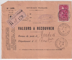 ALGERIE - 1941 - SEUL Sur DEVANT De LETTRE PTT VALEUR à RECOUVRER De BONE PALAIS CONSULAIRE (CACHET RARE !) => MONDOVI - Briefe U. Dokumente