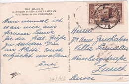 ALGERIE - 1937 - SEUL Sur CARTE De ALGER => ZÜRICH (SUISSE) - Cartas & Documentos