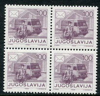 YUGOSLAVIA 1986 Postal Services Definitive 100 D.  Block Of 4 MNH / **.  Michel 2181 - Neufs