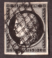 Cérès N° 3a Noir Sur Blanc - Oblitération Grille - 1849-1850 Ceres