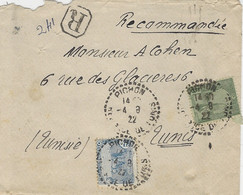 1922 - Enveloppe RECC Affr. 55 C. Oblit. Cad. Cercle Pointillé De PICHON - Covers & Documents