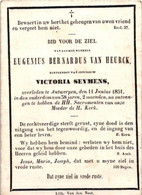 1 Litho Eugenius Bernardus Van Heurck  Echtgenoot V Victoria Seymens Overleden 1851   Lith Vande Nest Eglise De Berchem - Esquela