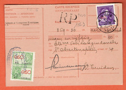 1P - Carte-Récépissé - Ontvangkaart - Ninove 1946 Sur 724S Vers St-Truiden - Unclassified