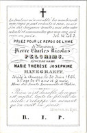 1 Litho Pierre Charles Nicolas Pelgrims Epoux De Dame Marie Thérèse Joseph Hanegraeff  Décédé Anvers 1864 Lith Dingemans - Obituary Notices
