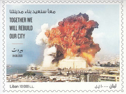 2020 Lebanon Liban Together We Will Rebuild Our City Disaster Explosion Firefighters Souvenir Sheet MNH - Libanon