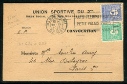 Carte ( Convocation ) De L'Union Sportive De 2ème Arr. De Paris Pour Paris En 1949, Affr. Arc De Triomphe - Réf D 23 - 1921-1960: Période Moderne