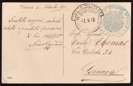 Regno, Cartolina In Franchigia Da Derna Del 1912 Con Annullo PM IV Divisione    -EB09 - Poststempel