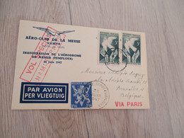 Belgie Belgique Aviation Affranchissement France Vols Spécial Namur Paris 1947 3 TP - Covers & Documents