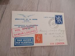 Belgie Belgique Aviation Affranchissement Grande Bretagne Vols Spécial Namur Londres 1947 2 TP - Briefe U. Dokumente