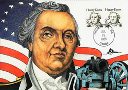 ► USA  Thomastone ,Maine  General HENRY KNOX  (Revolutionary War) - 1985 Maximum Card - FDC  First Day - Cartes-Maximum (CM)