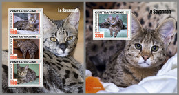 CENTRAL AFRICAN 2021 MNH Savannah Cats Katzen Chats M/S+S/S - OFFICIAL ISSUE - DHQ2151 - Domestic Cats