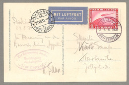 Zeppelin Bordpost 27.8.31 - Abwurf Lausanne Schweiz - Brieven En Documenten