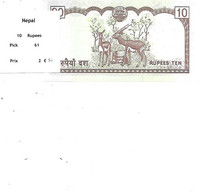 NEPAL BILLET 10 RUPEES PICK 61 - Népal