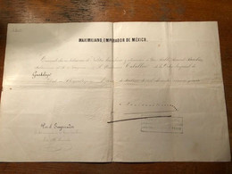 AB312  Ordre De Guadalupe, Maxiilien 1er Empereur Du Mexique, 1866 - Historische Dokumente
