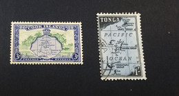 (stamp 16-12-2021) USED Stamp - Obliterer - Vanuatu Islands + Tonga & Cook Islands - Maps - Géographie