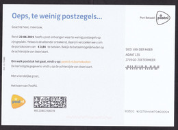 Netherlands: Official Postcard, 2021, You Received Taxed Mail Without Sender Address, Postage Due To Pay (traces Of Use) - Storia Postale